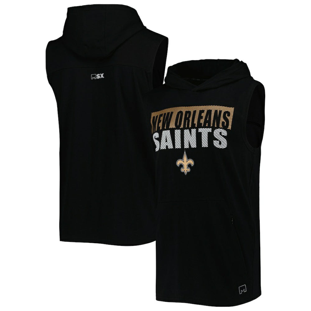 New Orleans Saints MSX by Michael Strahan Relay Sleeveless Pullover Hoodie - Black sale