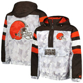 Cleveland Browns Starter Thursday Night Gridiron Raglan Half-Zip Hooded Jacket - White/Brown outlet
