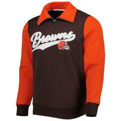 Cleveland Browns Tommy Hilfiger Aiden Quarter-Zip Sweatshirt - Brown/Orange discount