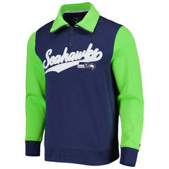 Seattle Seahawks Tommy Hilfiger Aiden Quarter-Zip Sweatshirt - College Navy/Neon Green discount
