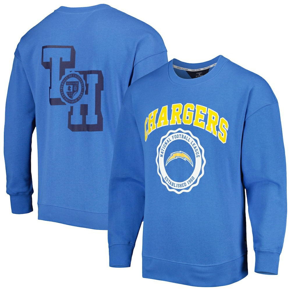 Los Angeles Chargers Tommy Hilfiger Ronald Crew Sweatshirt - Powder Blue on sale