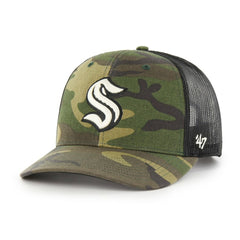 Seattle Kraken '47 Trucker Snapback Hat - Camo/Black Hats