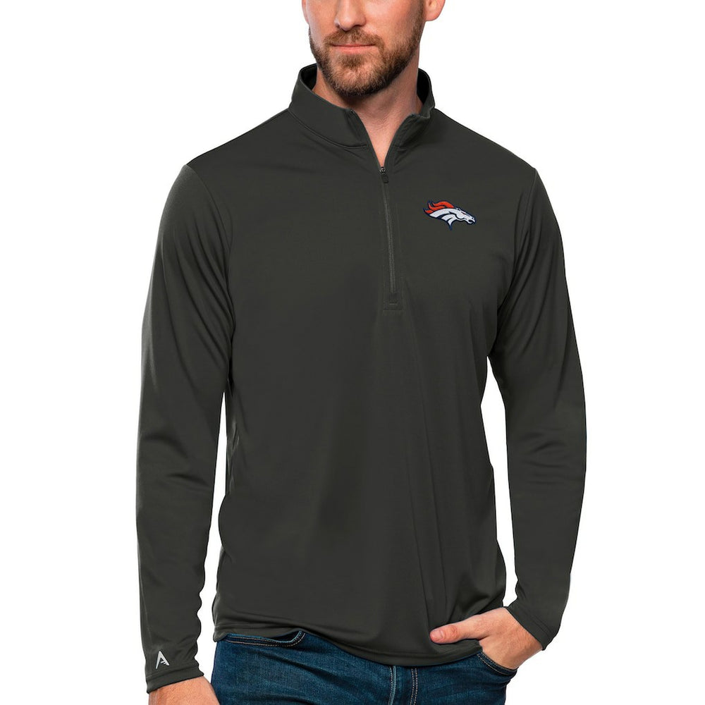 Denver Broncos Antigua Tribute Quarter-Zip Lightweight Pullover Top - Charcoal for sale