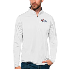 Denver Broncos Antigua Tribute Quarter-Zip Lightweight Pullover Top - White discount