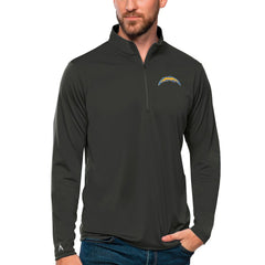Los Angeles Chargers Antigua Tribute Quarter-Zip Lightweight Pullover Top - Charcoal cheap