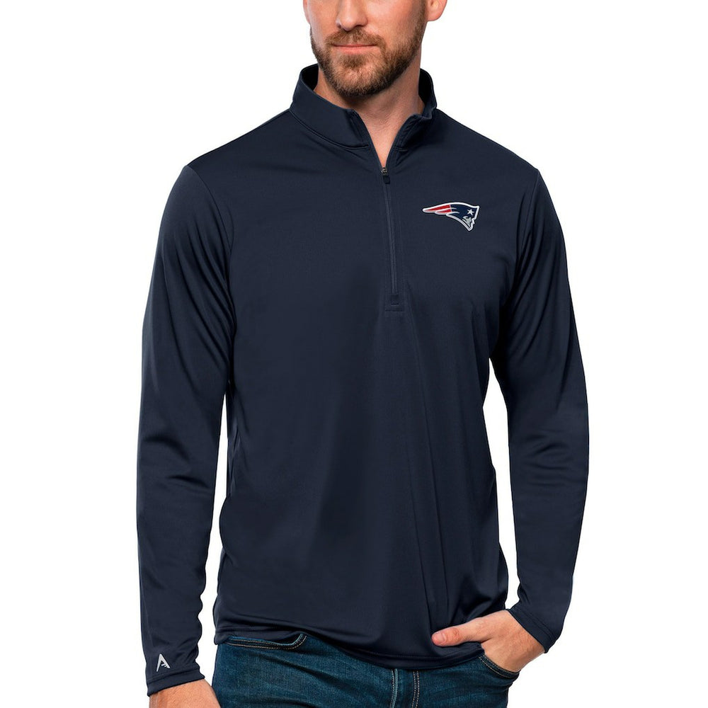 New England Patriots Antigua Tribute Quarter-Zip Lightweight Pullover Top - Navy discount