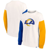 Los Angeles Rams Women's Colorblock Primary Logo Pullover Sweatshirt - White on sale