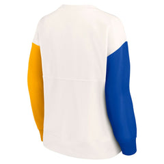 Los Angeles Rams Women's Colorblock Primary Logo Pullover Sweatshirt - White on sale