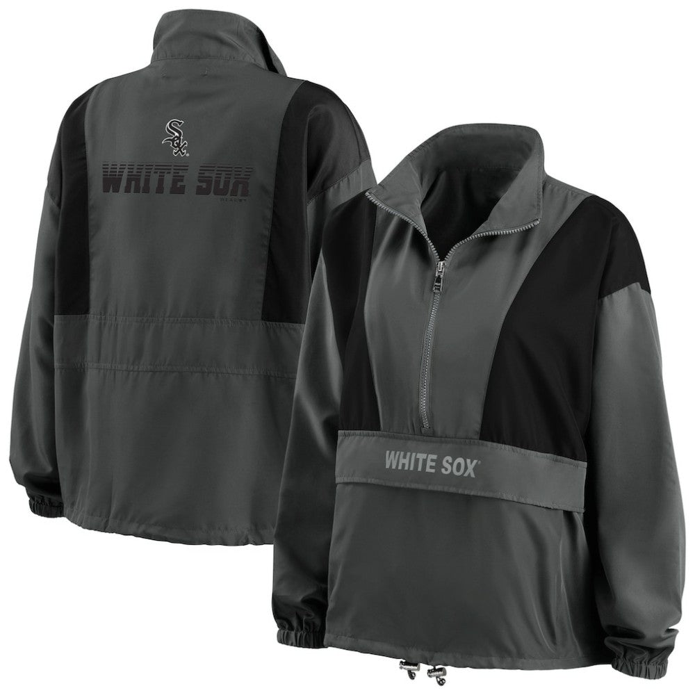 Chicago White Sox WEAR by Erin Andrews Women's Packable Half-Zip Jacket Charcoal