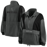 Chicago White Sox WEAR by Erin Andrews Women's Packable Half-Zip Jacket Charcoal
