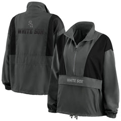 Chicago White Sox WEAR by Erin Andrews Women's Packable Half-Zip Jacket Charcoal