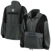 New York Yankees WEAR by Erin Andrews Women's Packable Half-Zip Jacket Charcoal
