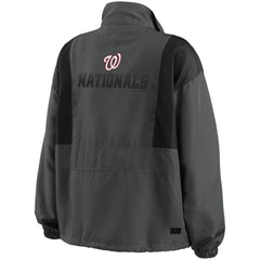 Washington Nationals WEAR by Erin Andrews Women's Packable Half-Zip Jacket Charcoal