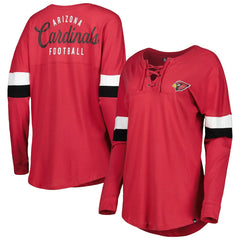 Arizona Cardinals New Era Women's Athletic Varsity Lace-Up Lightweight Long Sleeve T-Shirt - Cardinal for sale