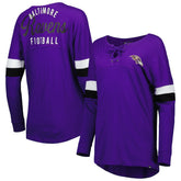 Baltimore Ravens New Era Women's Athletic Varsity Lace-Up Lightweight Long Sleeve T-Shirt - Purple discount