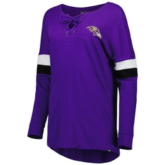 Baltimore Ravens New Era Women's Athletic Varsity Lace-Up Lightweight Long Sleeve T-Shirt - Purple discount