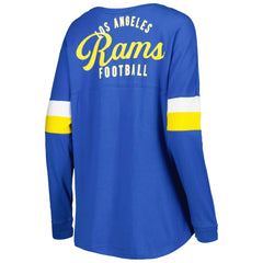 Los Angeles Rams New Era Women's Athletic Varsity Lace-Up Lightweight Long Sleeve T-Shirt - Royal discount