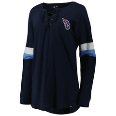 Tennessee Titans New Era Women's Athletic Varsity Lace-Up Lightweight Long Sleeve T-Shirt - Navy on sale
