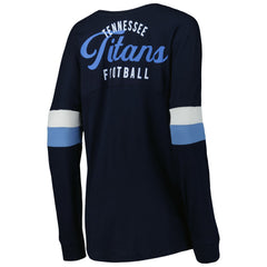 Tennessee Titans New Era Women's Athletic Varsity Lace-Up Lightweight Long Sleeve T-Shirt - Navy on sale