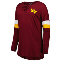 Washington Commanders New Era Women's Athletic Varsity Lace-Up Lightweight Long Sleeve T-Shirt - Burgundy sale