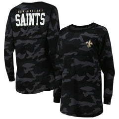 New Orleans Saints New Era Women's Camo Long Sleeve T-Shirt - Black on sale
