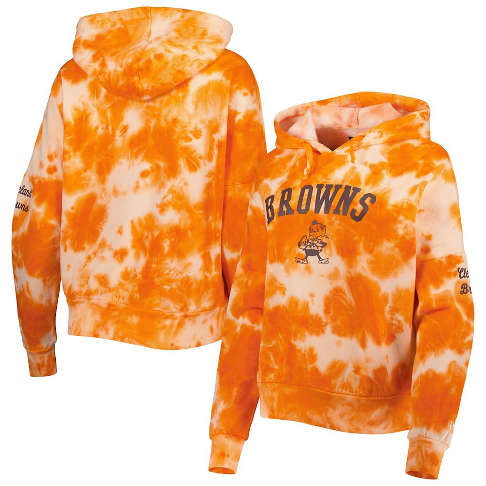 Cleveland Browns New Era Women's Cloud Dye Fleece Pullover Hoodie - Orange discount