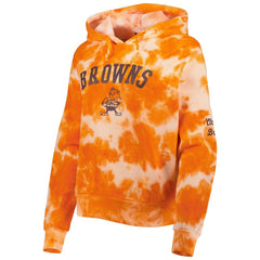 Cleveland Browns New Era Women's Cloud Dye Fleece Pullover Hoodie - Orange discount