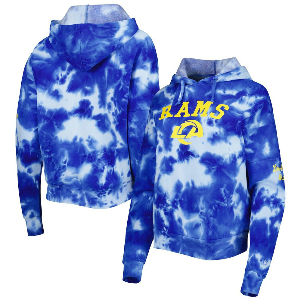 Los Angeles Rams New Era Women's Cloud Dye Fleece Pullover Hoodie - Royal outlet