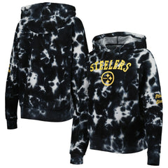 Pittsburgh Steelers New Era Women's Cloud Dye Fleece Pullover Hoodie - Black cheap