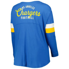 Los Angeles Chargers New Era Women's Plus Size Athletic Varsity Lace-Up V-Neck Long Sleeve T-Shirt - Powder Blue discount