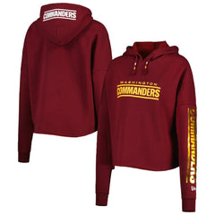 Washington Commanders New Era Women's Foil Sleeve Pullover Hoodie - Burgundy outlet