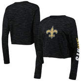 New Orleans Saints New Era Women's Crop Long Sleeve T-Shirt - Black discount