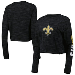 New Orleans Saints New Era Women's Crop Long Sleeve T-Shirt - Black discount