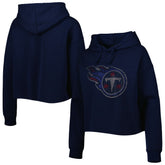 Tennessee Titans Cuce Women's Crystal Logo Cropped Pullover Hoodie - Navy sale