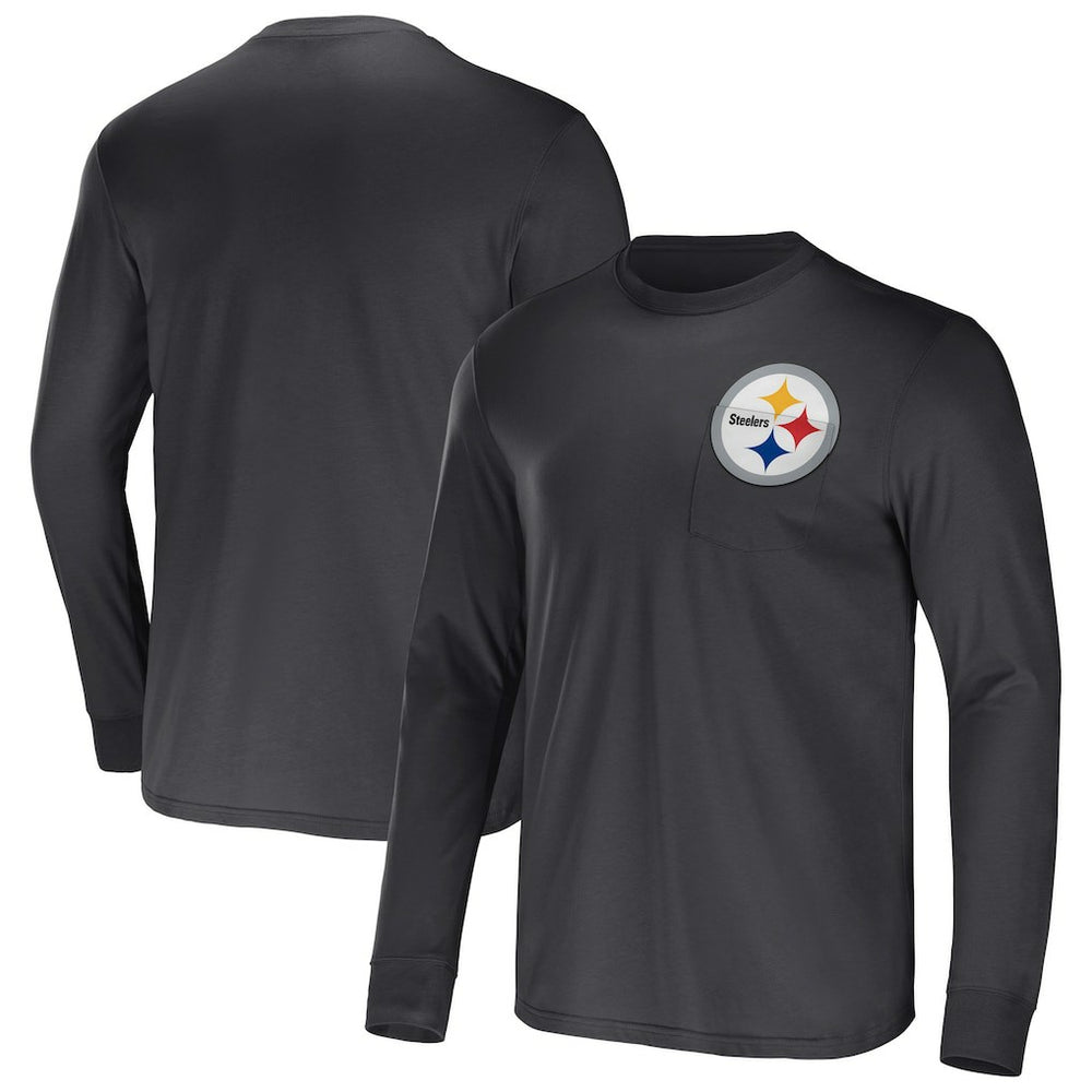 Pittsburgh Steelers NFL x Darius Rucker Collection Team Long Sleeve Pocket T-Shirt - Black for sale