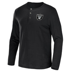 Las Vegas Raiders NFL x Darius Rucker Collection Slub Jersey Henley Long Sleeve T-Shirt - Black online