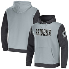 Las Vegas Raiders NFL x Darius Rucker Collection Colorblock Pullover Hoodie - Gray/Charcoal cheap