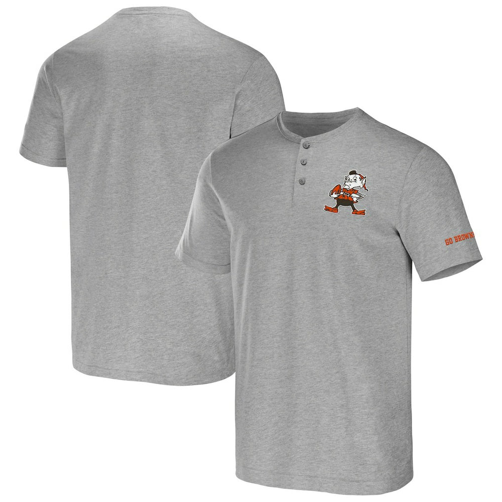 Cleveland Browns NFL x Darius Rucker Collection Henley T-Shirt - Heather Gray cheap