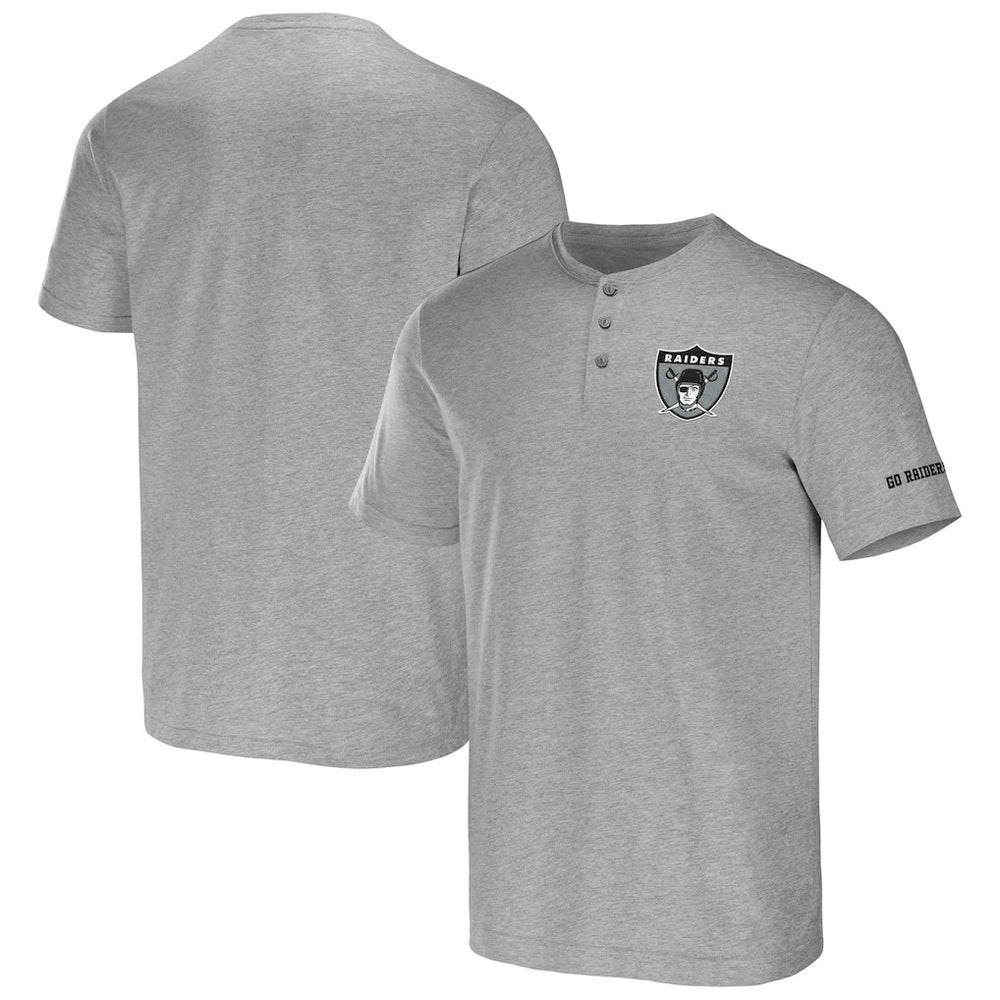 Las Vegas Raiders NFL x Darius Rucker Collection Henley T-Shirt - Heather Gray on sale