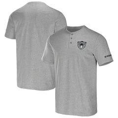 Las Vegas Raiders NFL x Darius Rucker Collection Henley T-Shirt - Heather Gray on sale