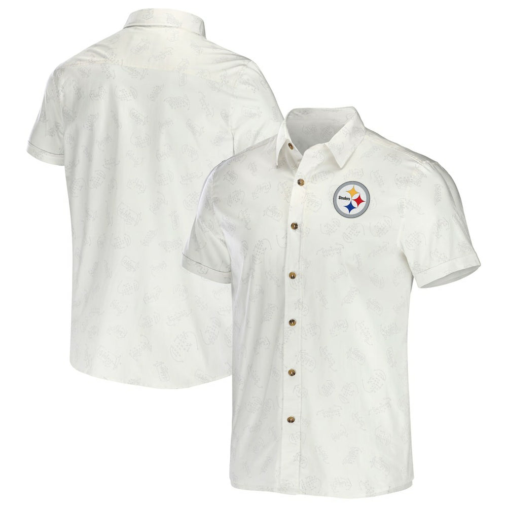 Pittsburgh Steelers NFL x Darius Rucker Collection Woven Button-Up T-Shirt - White for sale