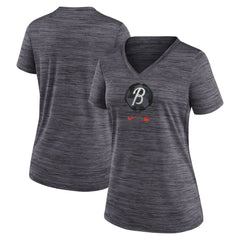 Baltimore Orioles Women's City Connect Velocity Practice Performance V-Neck T-Shirt Black