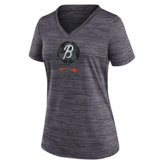 Baltimore Orioles Women's City Connect Velocity Practice Performance V-Neck T-Shirt Black