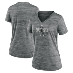 Chicago White Sox Women's City Connect Velocity Practice Performance V-Neck T-Shirt Gray