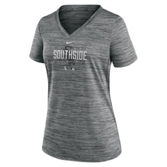 Chicago White Sox Women's City Connect Velocity Practice Performance V-Neck T-Shirt Gray