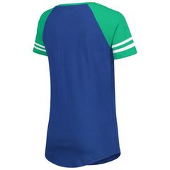 Seattle Seahawks New Era Women's Legacy Lace-Up Raglan T-Shirt - Royal/Green sale