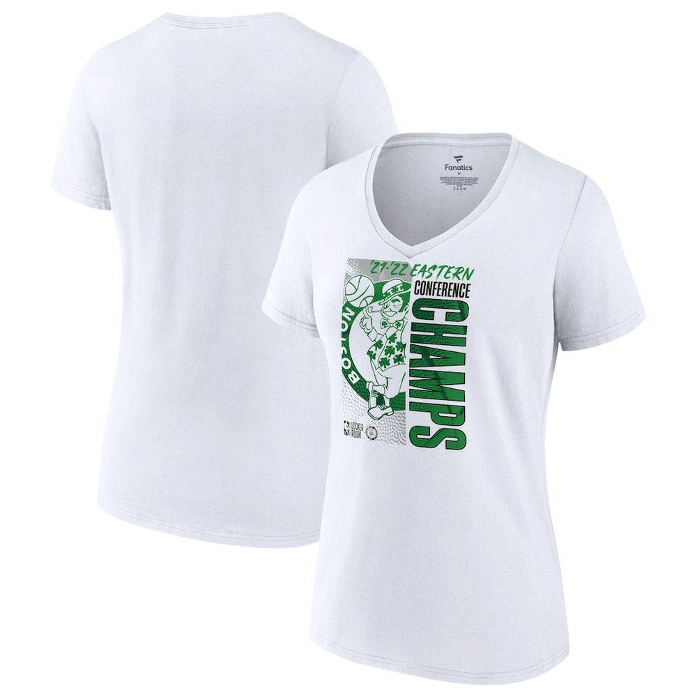 Boston Celtics Women's 2022 Eastern Conference Champions Plus Size Locker Room V-Neck T-Shirt - White for sale