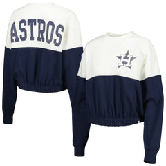 Houston Astros Women's Take Two Bonita Pullover Sweatshirt White/Navy