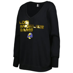 Los Angeles Rams Cuce Women's Sequin Logo V-Neck Pullover Sweatshirt - Black online