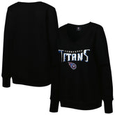 Tennessee Titans Cuce Women's Sequin Logo V-Neck Pullover Sweatshirt - Black for sale
